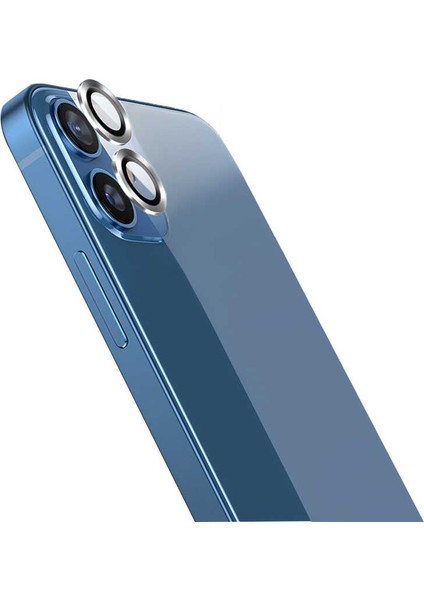 Apple iPhone 12 Uyumlu Gümüş Kamera Lensi Koruma