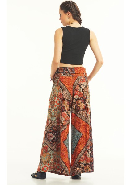 Düşük Bel Düğmeli Bol Paça Pantolon indirimleri