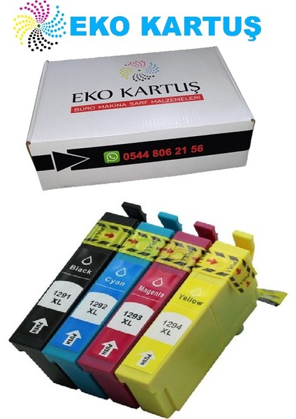 Epson Workforce WF-3010DW (T1291-T1292-T1293-T1294) Set Muadil Kartuş