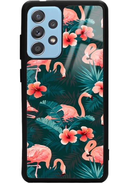 Samsung A52 Flamingo Leaf Tasarımlı Glossy Telefon Kılıfı
