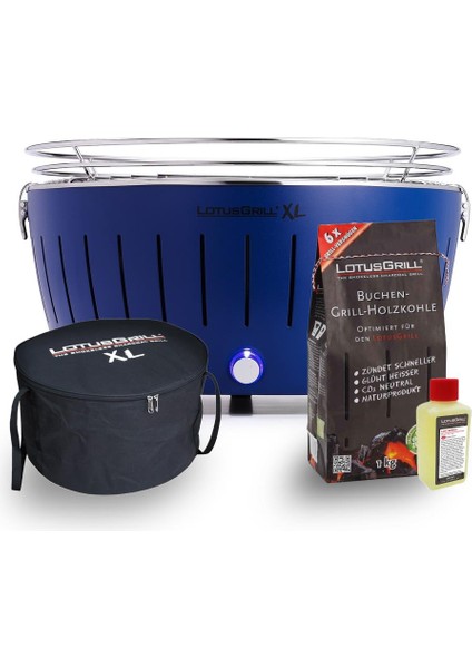 Lotusgrill Xl Kömürlü Dumansız Mangal Mavi Set ( Çanta + 1kg Kömür + Yakıt Jeli )