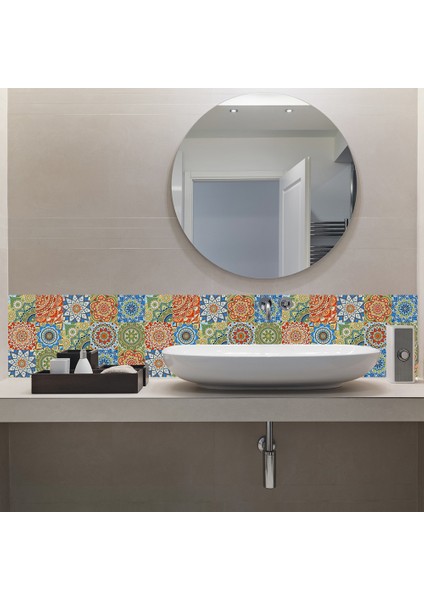Karikatür Duvar Çıkartmaları Mandala Ekleme Küçük Çiçek Karo Sticker Ev Mobilya Yenilenmiş Mutfak ve Banyo Dekorasyon Kendinden Yapışkanlı Duvar Sticker - Stil 4 modelleri