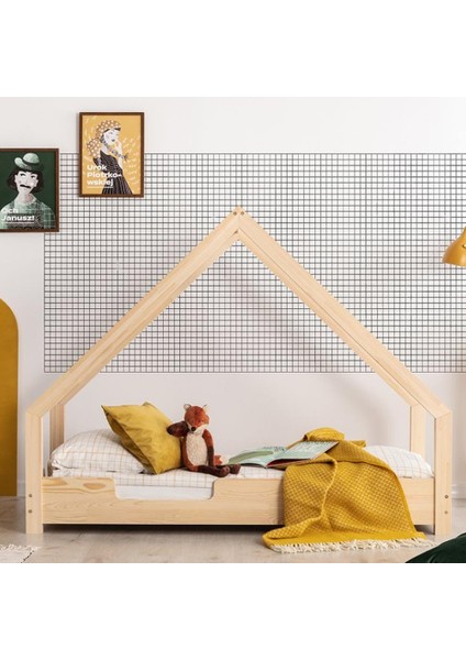 Ahşap Yatak Montessori Karyola Doğal Çam 90X190 Modera
