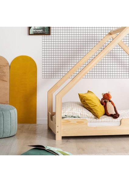 Ahşap Yatak Montessori Karyola Doğal Çam 90X190 Modera