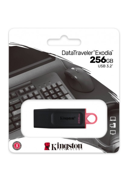 DTx/256GB USB 3.2 Data Traveler Exodia Gen 1 Flash Disk (Siyah - Pembe)