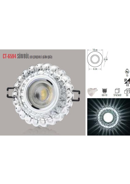 CT-6594 Sümbül Cam Spot(Ampulsuz) Cata