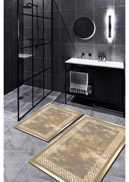 Gold Eskitme Desenli 2'li Halı Takımı (60X100/40X60) - ES1185
