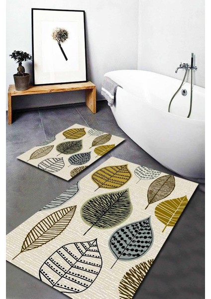 Yaprak Desenli 2'li Halı Takımı (60X100/40X60) - ES1222