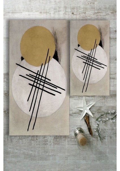Çizgi Desenli Daire Motifli 2'li Halı Takımı (60X100/40X60) - ES1223