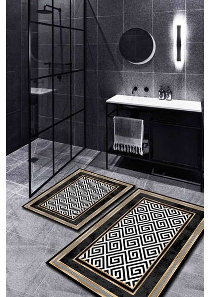 Geometrik Desenli Modern 2'li Halı Takımı (60X100/40X60) - ES1218