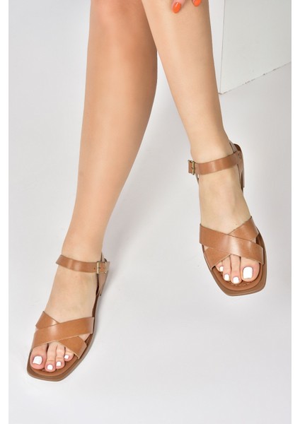Taba Hakiki Deri Parmak Arası Kadın Sandalet M291841203