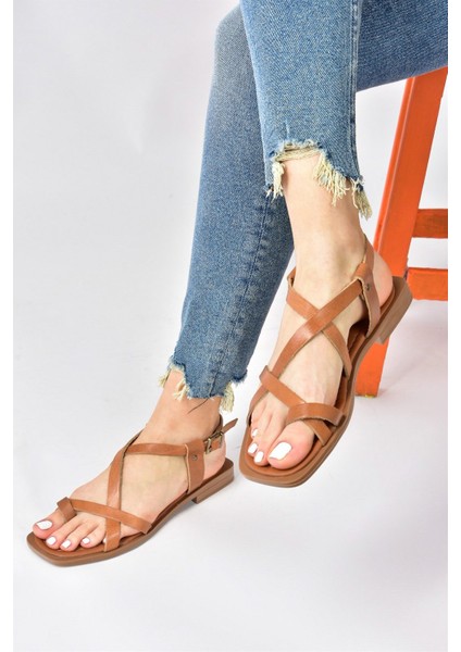 Taba Hakiki Deri Parmak Arası Kadın Sandalet M291841203 modelleri