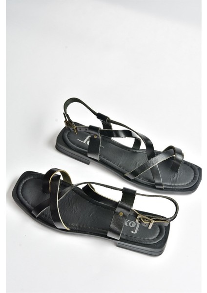 Siyah Hakiki Deri Parmak Arası Kadın Sandalet M291841203 fırsatları