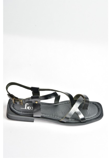 Siyah Hakiki Deri Parmak Arası Kadın Sandalet M291841203 indirimleri