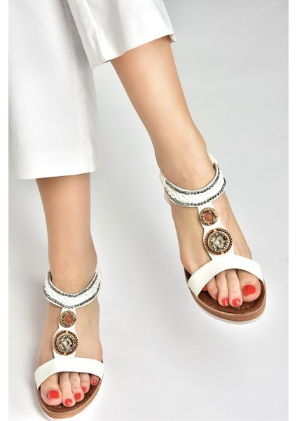 Beyaz Dolgu Topuklu Kadın Sandalet M258313609 fiyatları
