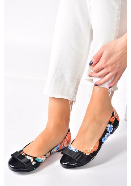 Siyah/turuncu Kumaş Kadın Babet M726019504 modelleri