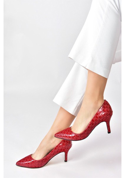 Bordo Rugan Baskı Kadın Ince Topuklu Stiletto L253970024