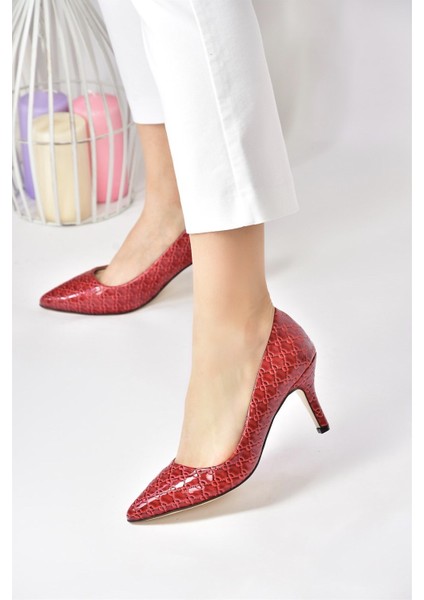Bordo Rugan Baskı Kadın Ince Topuklu Stiletto L253970024 fiyatları