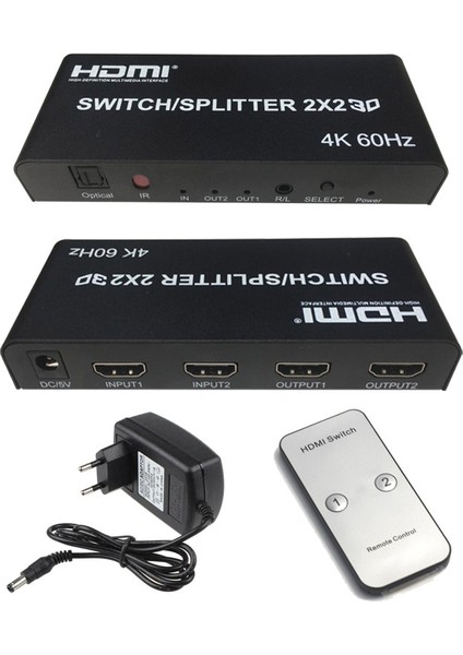 4kx2k-60Hz 2 Port HDMI 2.0 2x2 Switcher Splitter