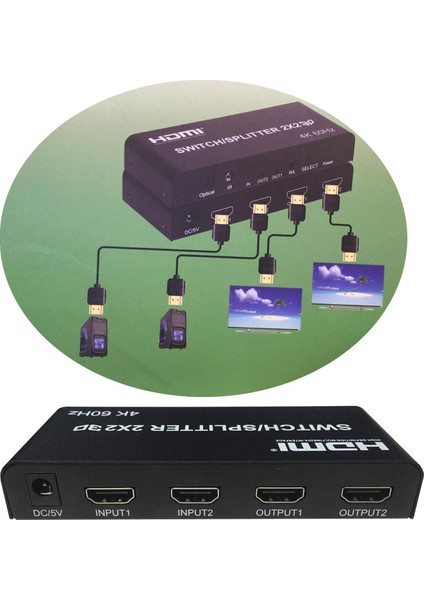 4kx2k-60Hz 2 Port HDMI 2.0 2x2 Switcher Splitter