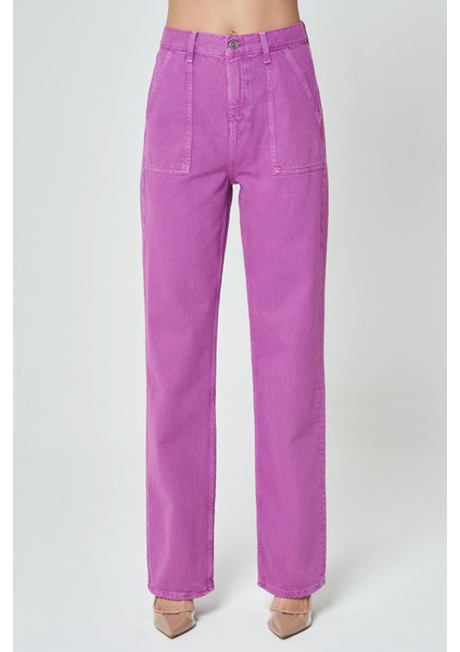 Diana Açık Mor Aplike Cep Detaylı Yüksek Bel Dad Straight Fit Fermuarlı Jean Pantolon C 4517-050 fiyatları
