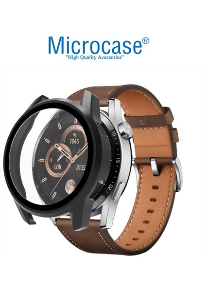 Huawei Watch Gt 3 46 mm Ekran Korumalı Sert Slim Rubber Kılıf - Siyah