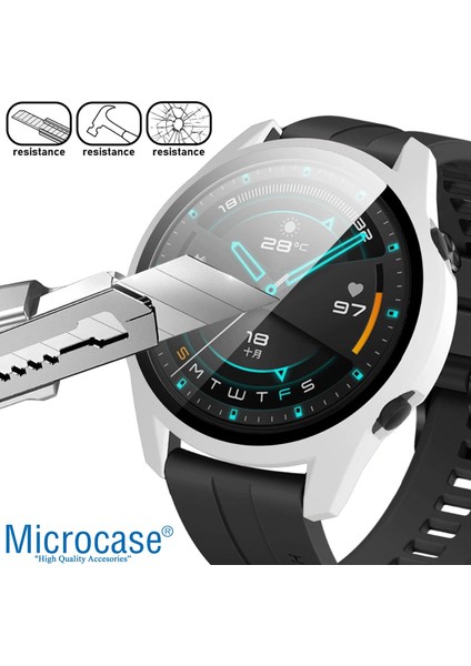 Huawei Watch Gt 3 46 mm Ekran Korumalı Sert Slim Rubber Kılıf - Siyah