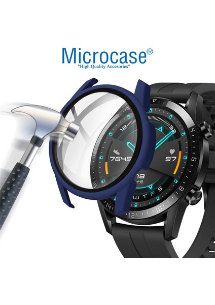 Huawei Watch Gt 3 46 mm Ekran Korumalı Sert Slim Rubber Kılıf - Siyah