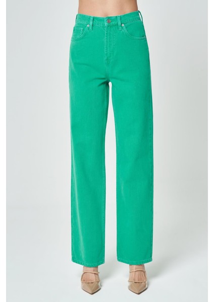 Diana Yeşil Yüksek Bel Dad Straight Fit Fermuarlı Jean Pantolon C 4517-046 fiyatları