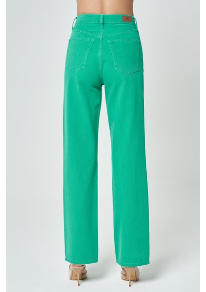 Diana Yeşil Yüksek Bel Dad Straight Fit Fermuarlı Jean Pantolon C 4517-046 modelleri