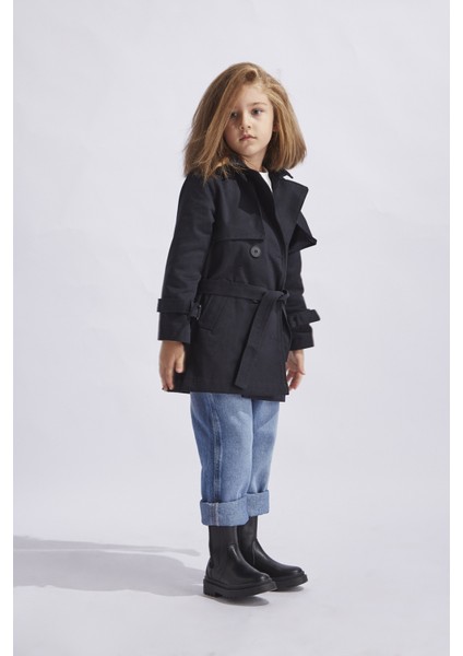 Kız Çocuk Trençkot Koyu Lacivert