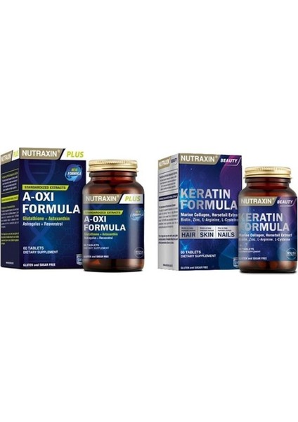 Keratin Formula 60 + A-Oxi Formula(Astaksantin, Resveratrol, Koenzim Q-10) 60 T.
