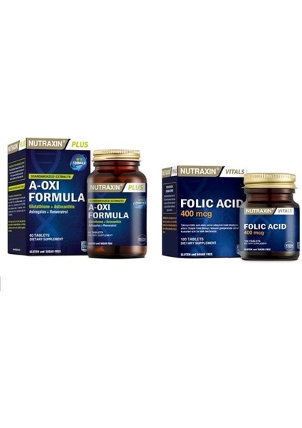 Folat 400 Mcg + Astaksantin, Resveratrol, Koenzim Q-10 Içeren A-Oxi Formula