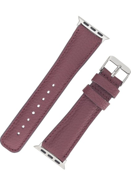 Apple Watch Uyumlu Deri Kordon 42-44-45MM Fl6 Bordo
