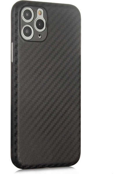 Apple iPhone 11 Pro Max Kılıf Ultra İnce Esnek Karbon PP Fiber Kapak Siyah