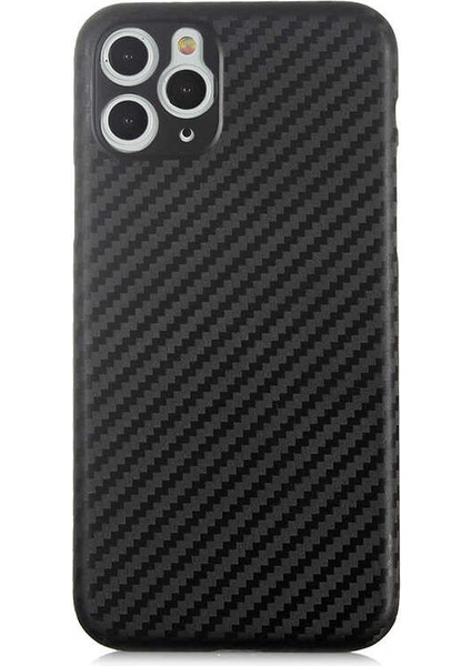 Apple iPhone 11 Pro Max Kılıf Ultra İnce Esnek Karbon PP Fiber Kapak Siyah