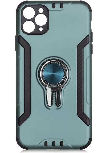 Apple iPhone 11 Pro Max Kılıf Darbe Emici Yüzüklü Standlı Koko Kapak Yeşil