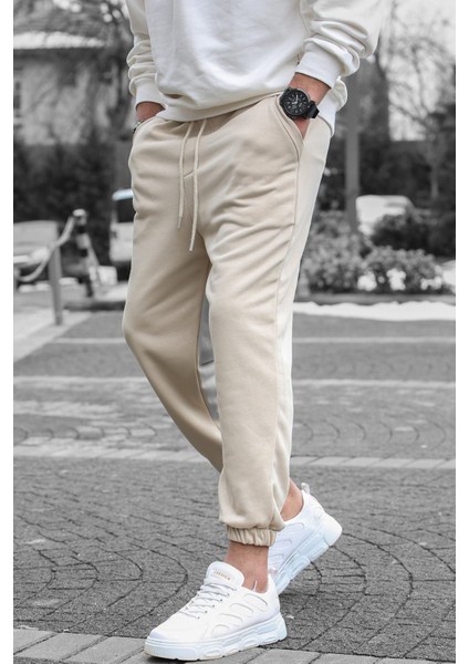 Bej Basic Regular Fit Erkek Eşofman Altı