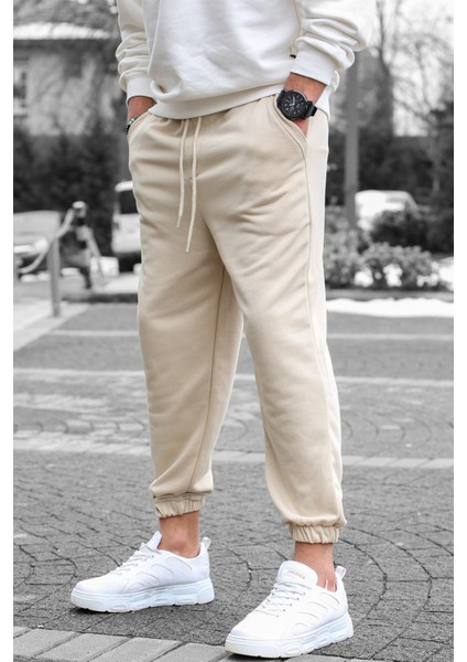 Bej Basic Regular Fit Erkek Eşofman Altı