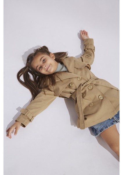 Kız Çocuk Trençkot Taba