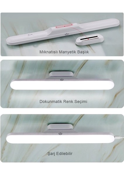 Mıknatıslı Kabin Makyaj Tıraş LED Işık USB Şarjlı Kablosuz LED Lamba