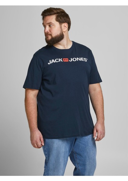 2YETSBS32580 12184987 On Buyuk Beden 0 Yaka Kısa Kol Tshirt Lacivert