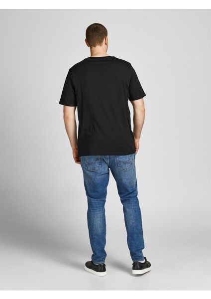 2YETSBS32580 12184987 On Buyuk Beden 0 Yaka Kısa Kol Tshirt Siyah