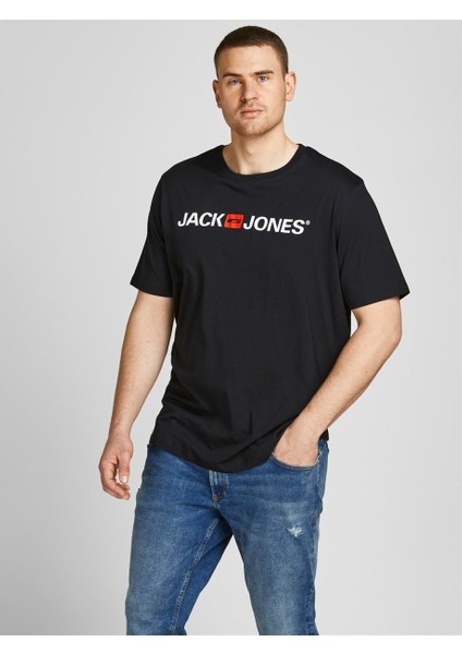 2YETSBS32580 12184987 On Buyuk Beden 0 Yaka Kısa Kol Tshirt Siyah