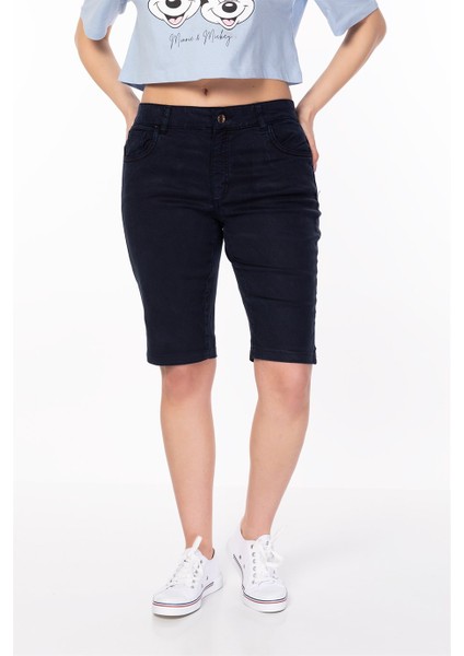 2YBSHBL31884 Org Marka Store E.marella 513102152 513114252 5 Cep Paca Ucu Yırtmaclı Short Lacivert