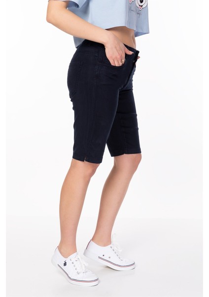 2YBSHBL31884 Org Marka Store E.marella 513102152 513114252 5 Cep Paca Ucu Yırtmaclı Short Lacivert