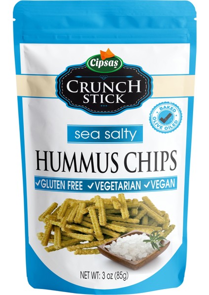 Deniz Tuzlu Vegan Glütensiz Zeytinyağlı Fırınlanmış Nohut Cipsi (Hummus Chips)