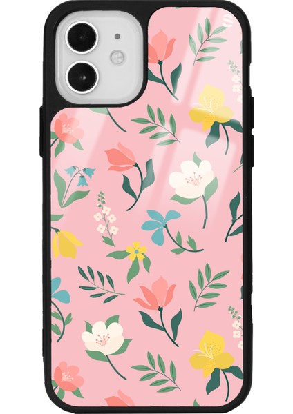 Apple iPhone 12 - 12 Pro Pinky Flowers Tasarımlı Glossy Telefon Kılıfı