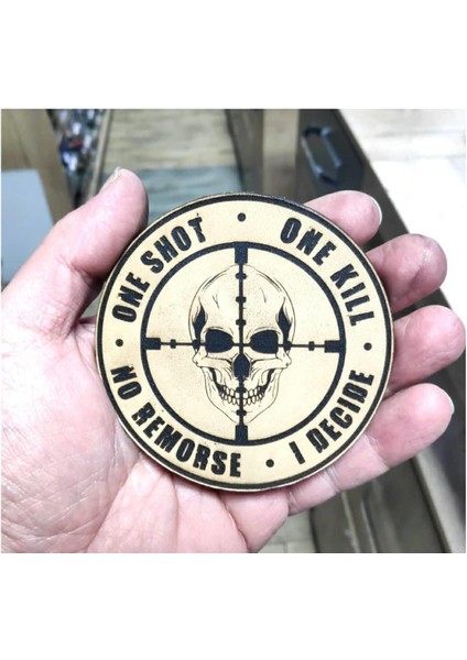 One Shot One Kıll Keskin Nişancı Deri Peç - Arma - Askeri Patch