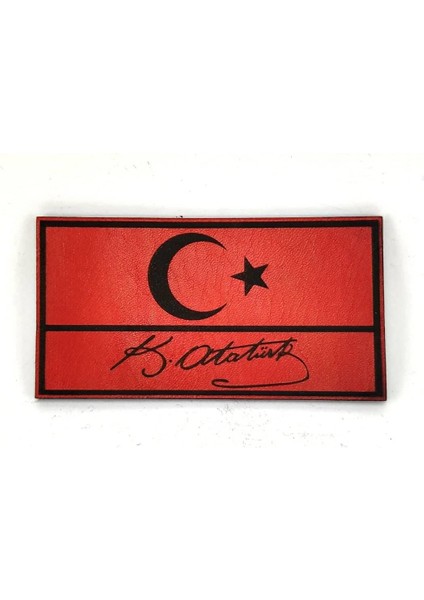 Seyhan Askeri Malzeme  Bayrak Kemal Atatürk Imzalı Deri Peç - Arma - Askeri Patch